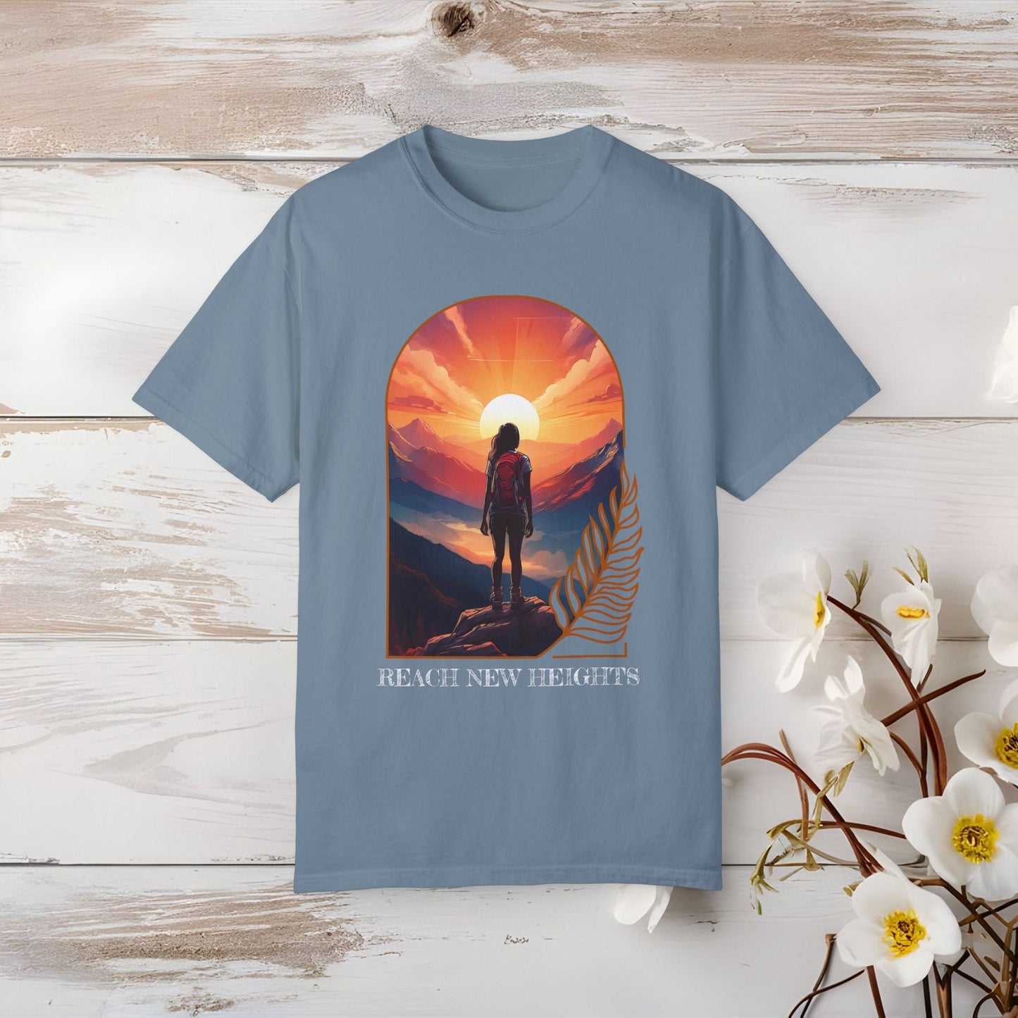 Mountain Explorer Graphic T-shirt, Adventure Nature Lover Tee, Reach New Heights Blue Shirt, Unisex Hiking Apparel, Outdoor Enthusiast Gift, - EternalAscension