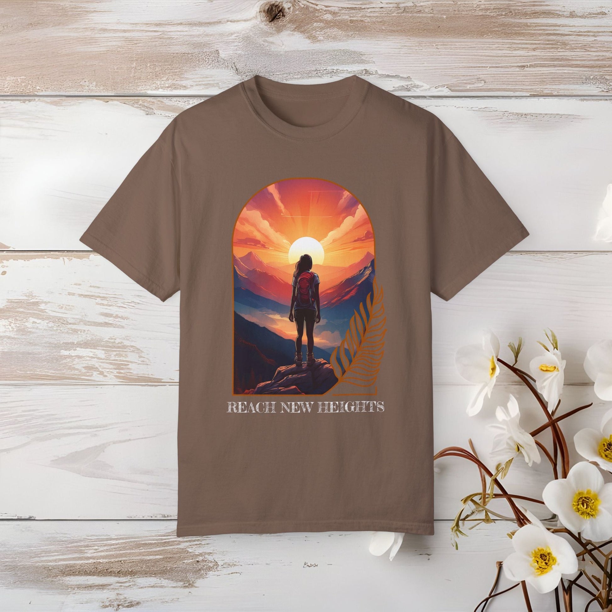 Mountain Explorer Graphic T-shirt, Adventure Nature Lover Tee, Reach New Heights Blue Shirt, Unisex Hiking Apparel, Outdoor Enthusiast Gift, - EternalAscension