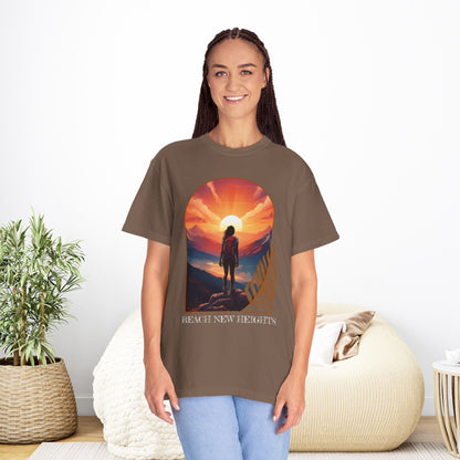Mountain Explorer Graphic T-shirt, Adventure Nature Lover Tee, Reach New Heights Blue Shirt, Unisex Hiking Apparel, Outdoor Enthusiast Gift, - EternalAscension