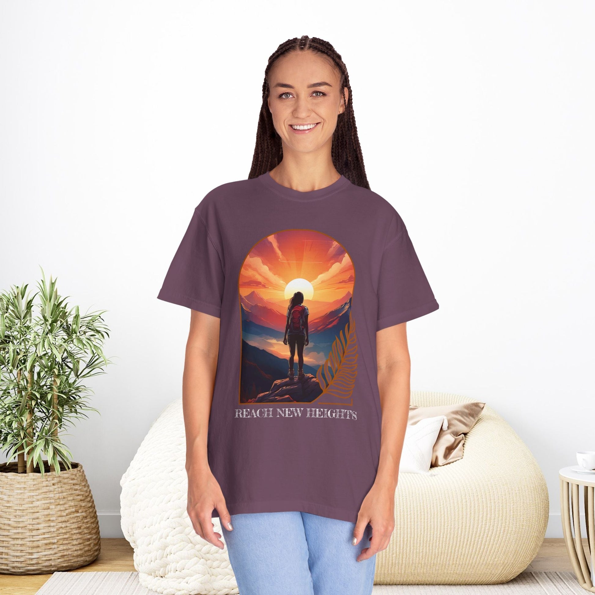 Mountain Explorer Graphic T-shirt, Adventure Nature Lover Tee, Reach New Heights Blue Shirt, Unisex Hiking Apparel, Outdoor Enthusiast Gift, - EternalAscension