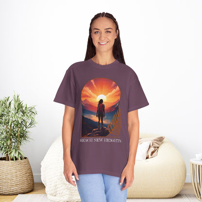 Mountain Explorer Graphic T-shirt, Adventure Nature Lover Tee, Reach New Heights Blue Shirt, Unisex Hiking Apparel, Outdoor Enthusiast Gift, - EternalAscension