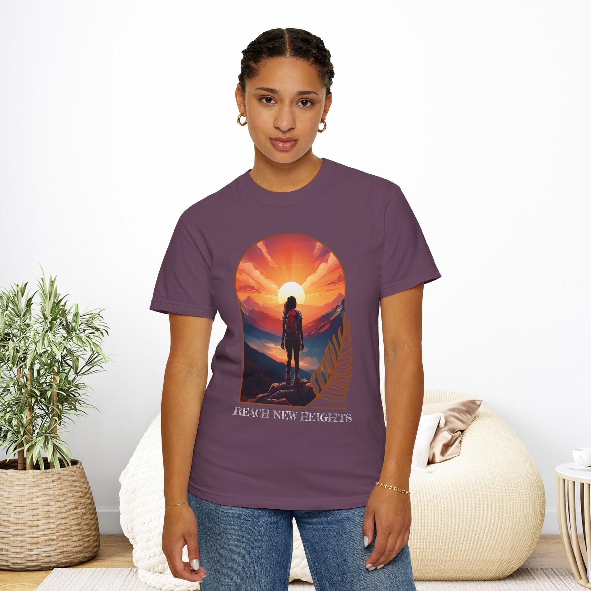 Mountain Explorer Graphic T-shirt, Adventure Nature Lover Tee, Reach New Heights Blue Shirt, Unisex Hiking Apparel, Outdoor Enthusiast Gift, - EternalAscension