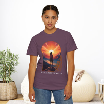 Mountain Explorer Graphic T-shirt, Adventure Nature Lover Tee, Reach New Heights Blue Shirt, Unisex Hiking Apparel, Outdoor Enthusiast Gift, - EternalAscension