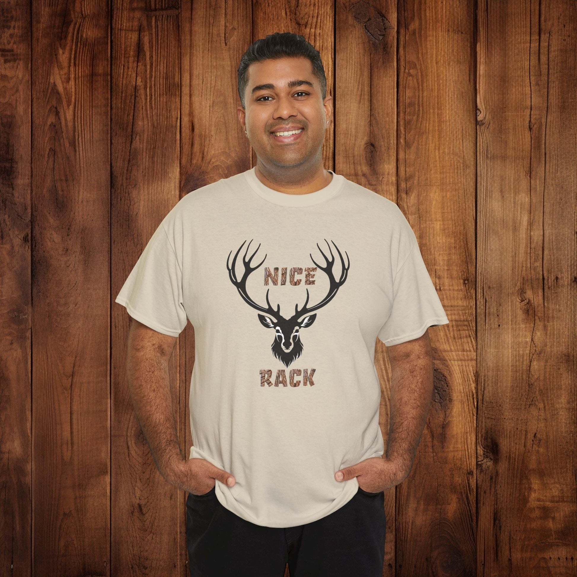 Nice Rack Deer Antler Graphic Tee, Hunting Enthusiasts Nature Lover Wildlife Apparel, Unisex Heavy Cotton Shirt, Outdoor Humor Tee, - EternalAscension