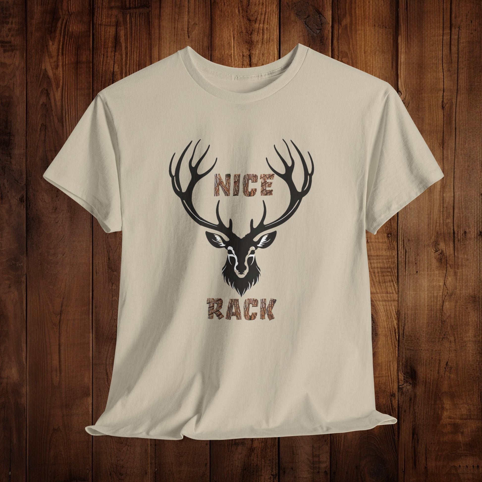 Nice Rack Deer Antler Graphic Tee, Hunting Enthusiasts Nature Lover Wildlife Apparel, Unisex Heavy Cotton Shirt, Outdoor Humor Tee, - EternalAscension