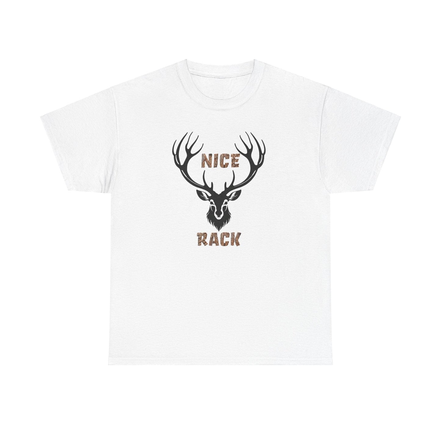 Nice Rack Deer Antler Graphic Tee, Hunting Enthusiasts Nature Lover Wildlife Apparel, Unisex Heavy Cotton Shirt, Outdoor Humor Tee, - EternalAscension