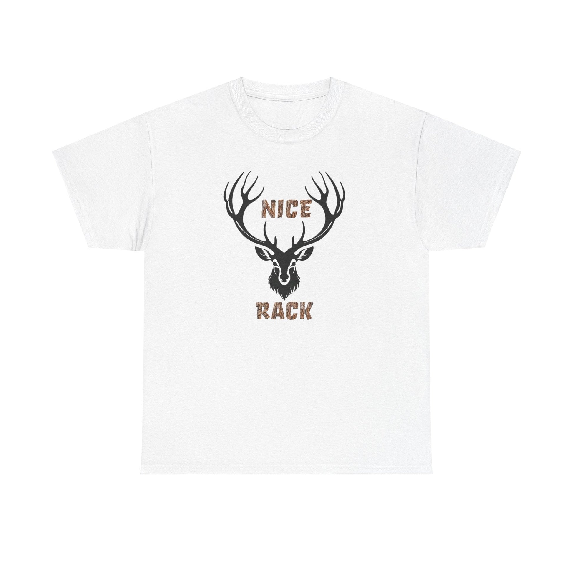 Nice Rack Deer Antler Graphic Tee, Hunting Enthusiasts Nature Lover Wildlife Apparel, Unisex Heavy Cotton Shirt, Outdoor Humor Tee, - EternalAscension