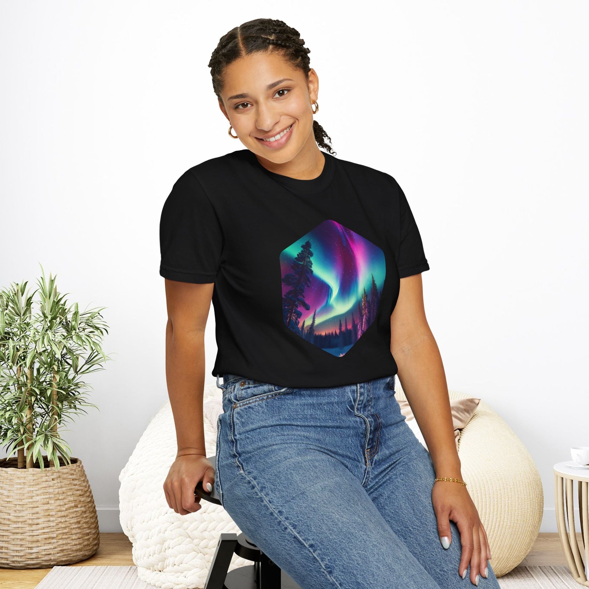 Northern Lights Hexagon T-shirt - EternalAscension