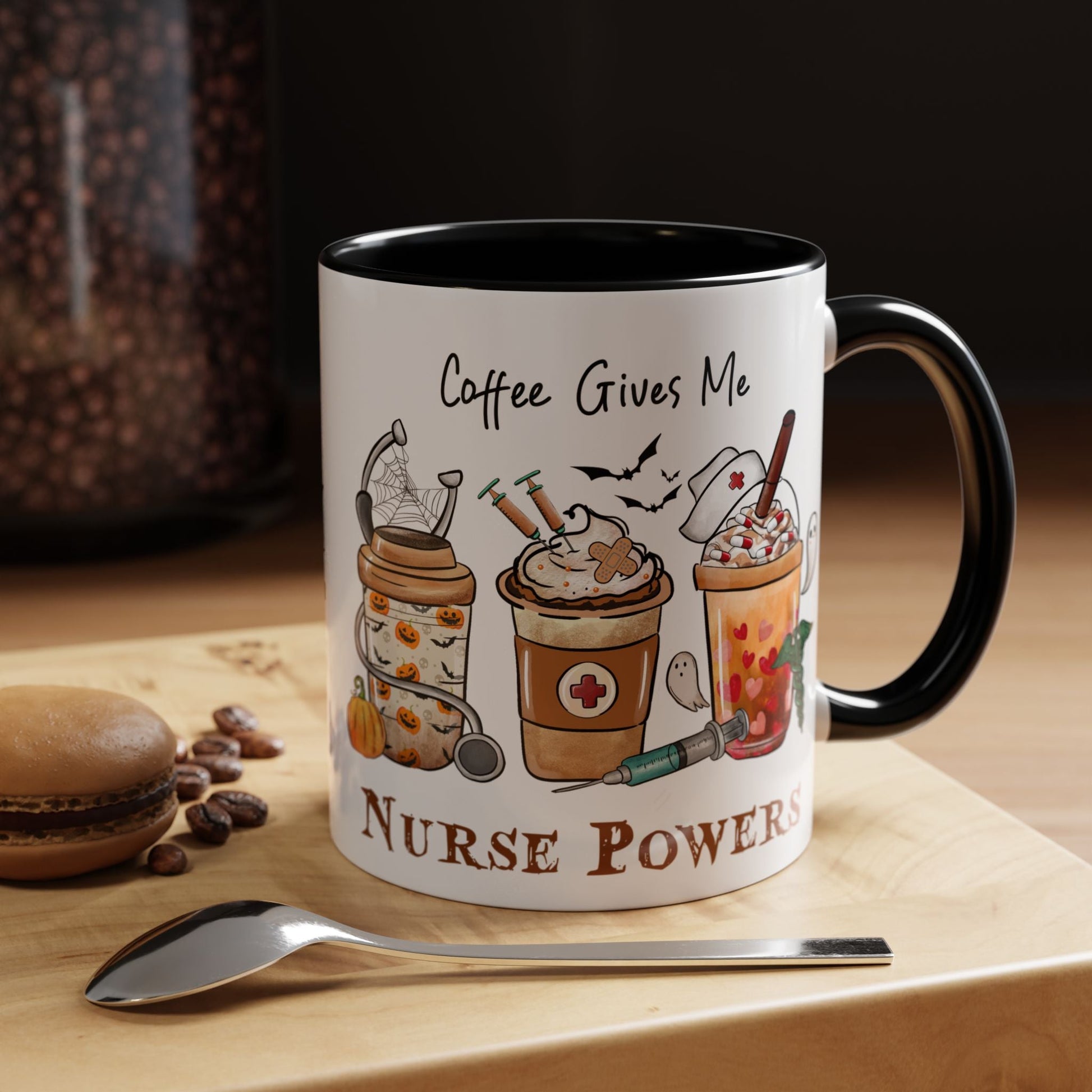 Nurse Powers Halloween Accent Coffee Mug (11oz) - EternalAscension