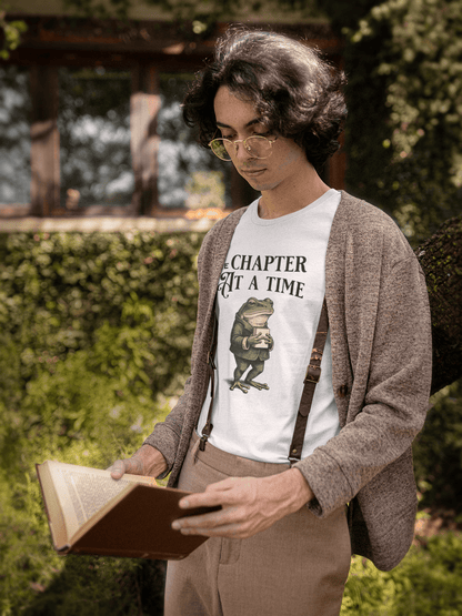 One Chapter At A Time Frog Reader T-Shirt | Reading Booklover Tee - EternalAscension