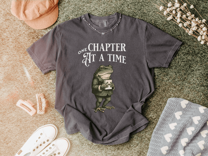 One Chapter At A Time Frog Reader T-Shirt | Reading Booklover Tee - EternalAscension