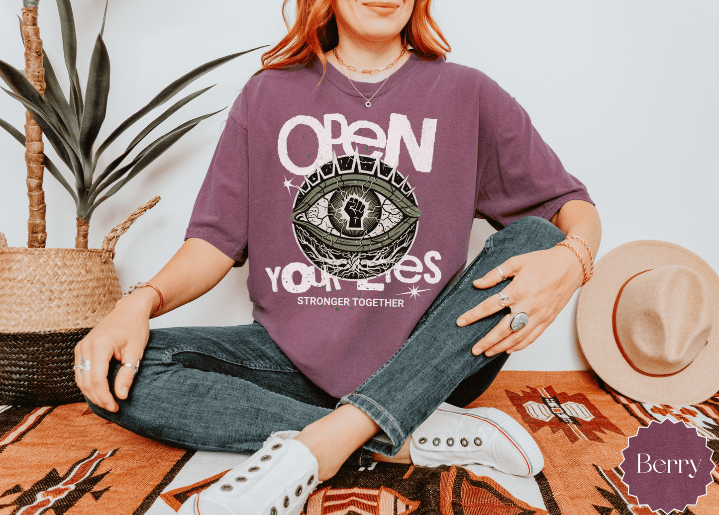 Open Your Eyes eye graphic T-shirt | Stronger Together statement tee - EternalAscension