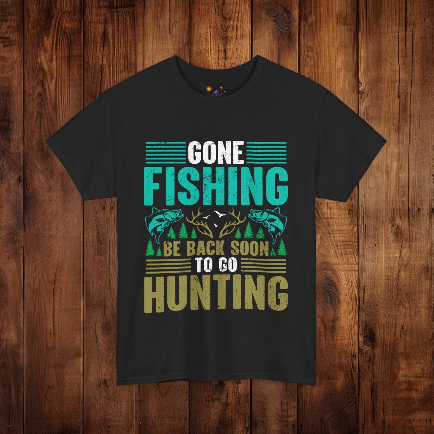 Outdoor Adventure Unisex Tee, Fishing and Hunting Theme Shirt, Vintage Style Cotton Top, Distressed Design Tee, Unisex Heavy Cotton Tee for - EternalAscension