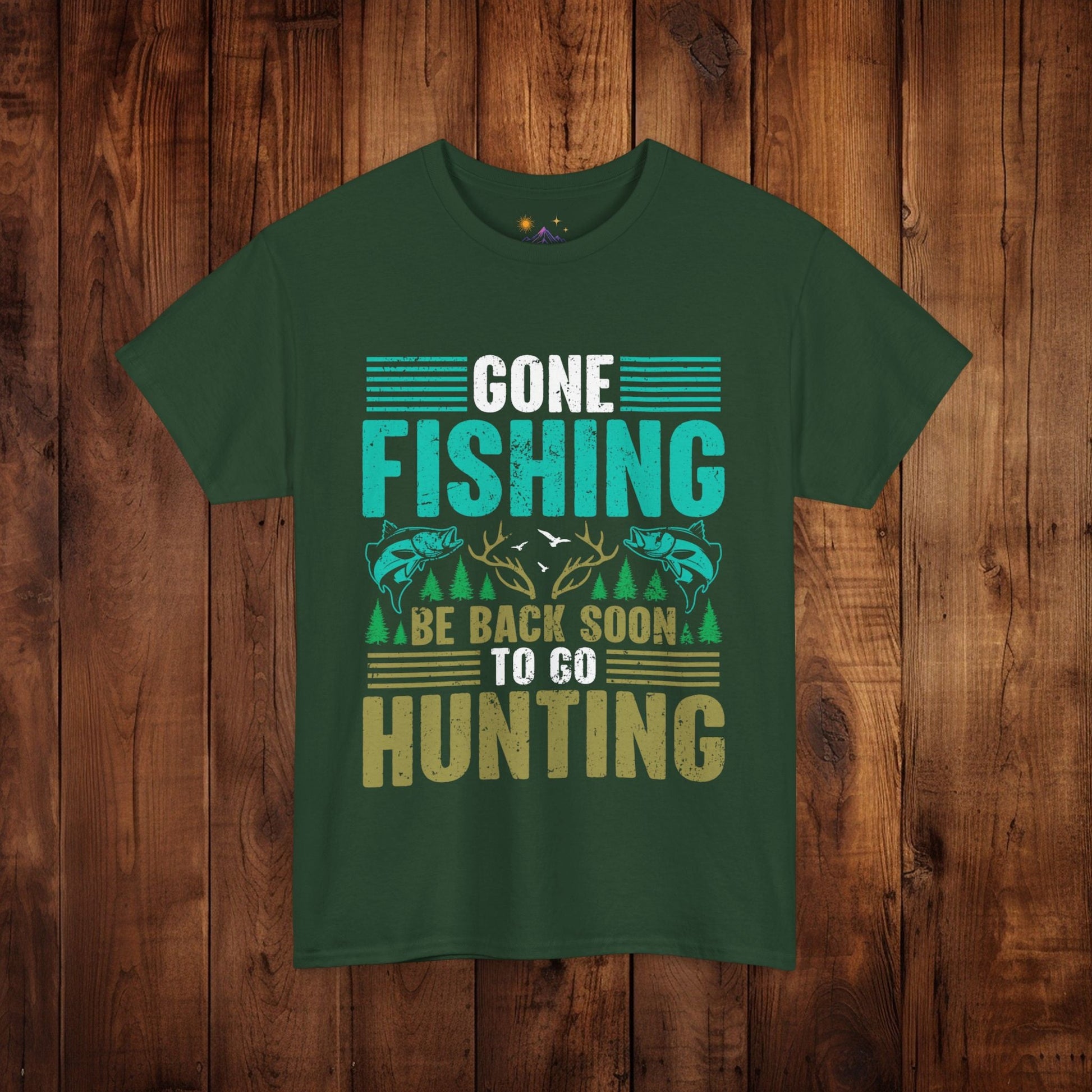Outdoor Adventure Unisex Tee, Fishing and Hunting Theme Shirt, Vintage Style Cotton Top, Distressed Design Tee, Unisex Heavy Cotton Tee for - EternalAscension