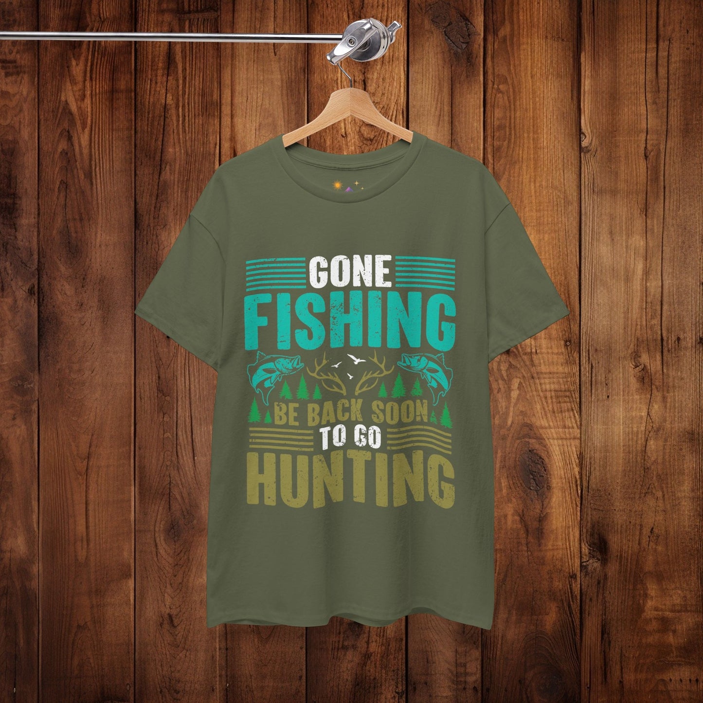 Outdoor Adventure Unisex Tee, Fishing and Hunting Theme Shirt, Vintage Style Cotton Top, Distressed Design Tee, Unisex Heavy Cotton Tee for - EternalAscension
