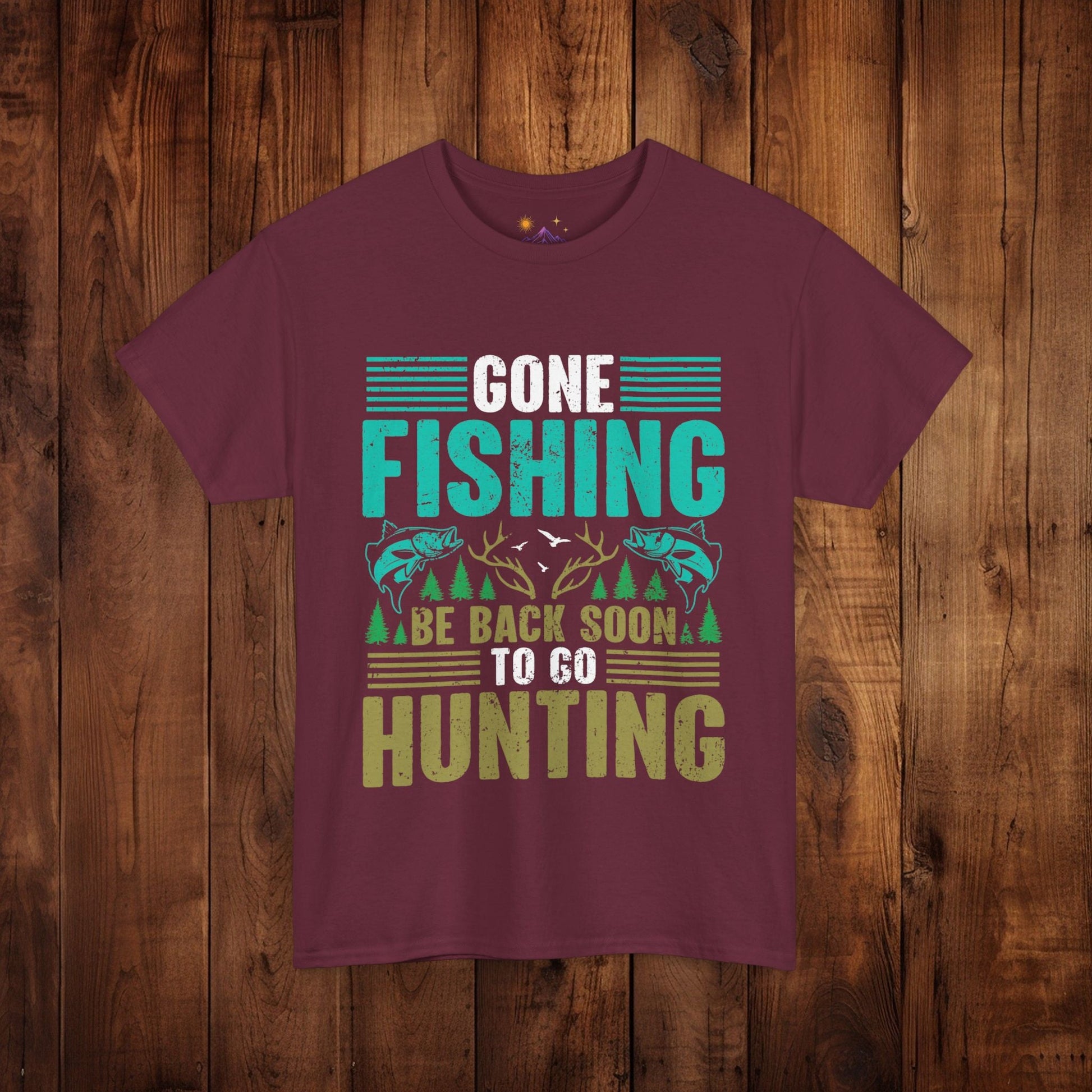 Outdoor Adventure Unisex Tee, Fishing and Hunting Theme Shirt, Vintage Style Cotton Top, Distressed Design Tee, Unisex Heavy Cotton Tee for - EternalAscension