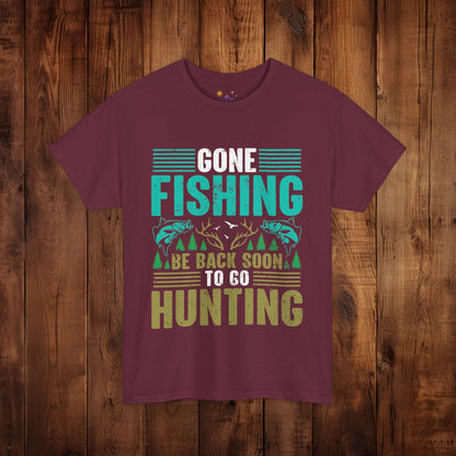 Outdoor Adventure Unisex Tee, Fishing and Hunting Theme Shirt, Vintage Style Cotton Top, Distressed Design Tee, Unisex Heavy Cotton Tee for - EternalAscension