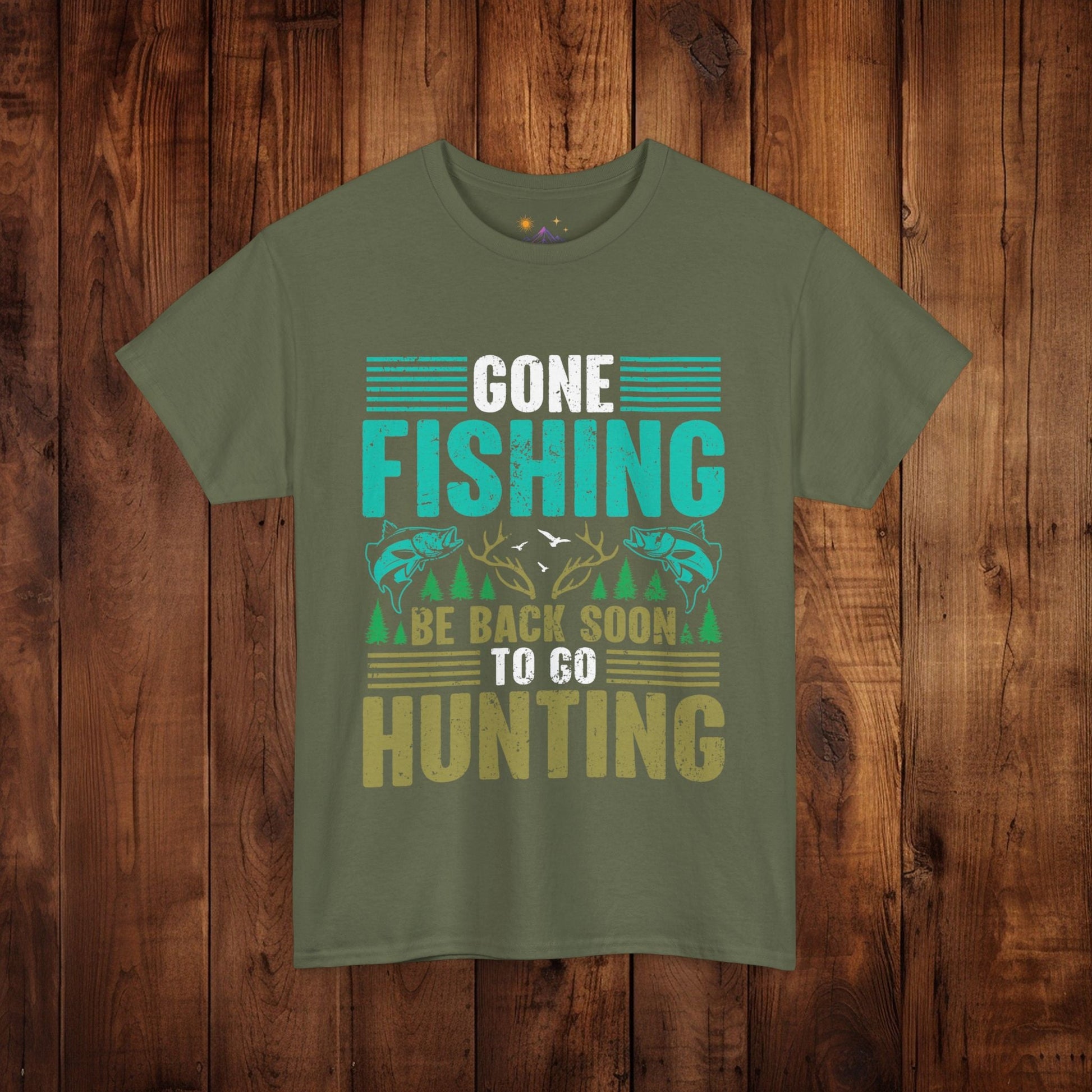 Outdoor Adventure Unisex Tee, Fishing and Hunting Theme Shirt, Vintage Style Cotton Top, Distressed Design Tee, Unisex Heavy Cotton Tee for - EternalAscension