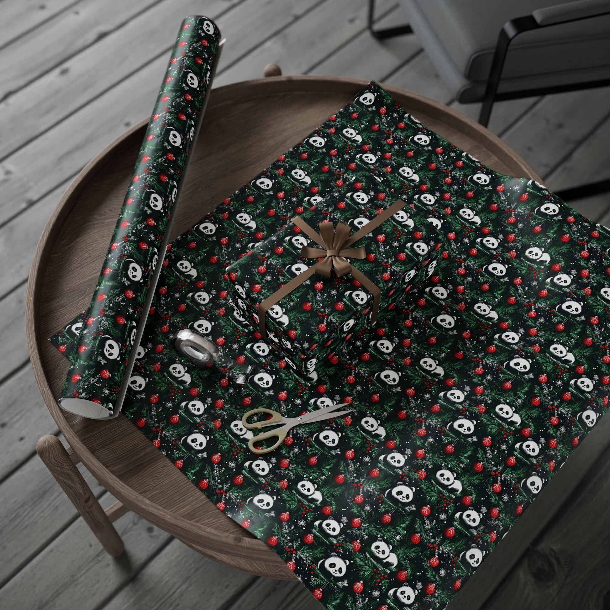 Panda Wrapping Paper, Christmas Gift Wrap, Holiday Present Packaging, Festive Gift Wrap, Matte Finish, Custom Printed Paper - EternalAscension
