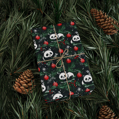 Panda Wrapping Paper, Christmas Gift Wrap, Holiday Present Packaging, Festive Gift Wrap, Matte Finish, Custom Printed Paper - EternalAscension