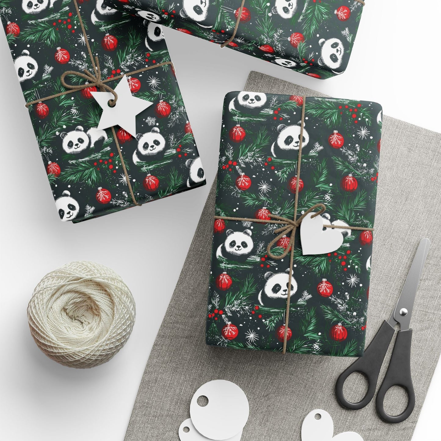 Panda Wrapping Paper, Christmas Gift Wrap, Holiday Present Packaging, Festive Gift Wrap, Matte Finish, Custom Printed Paper - EternalAscension
