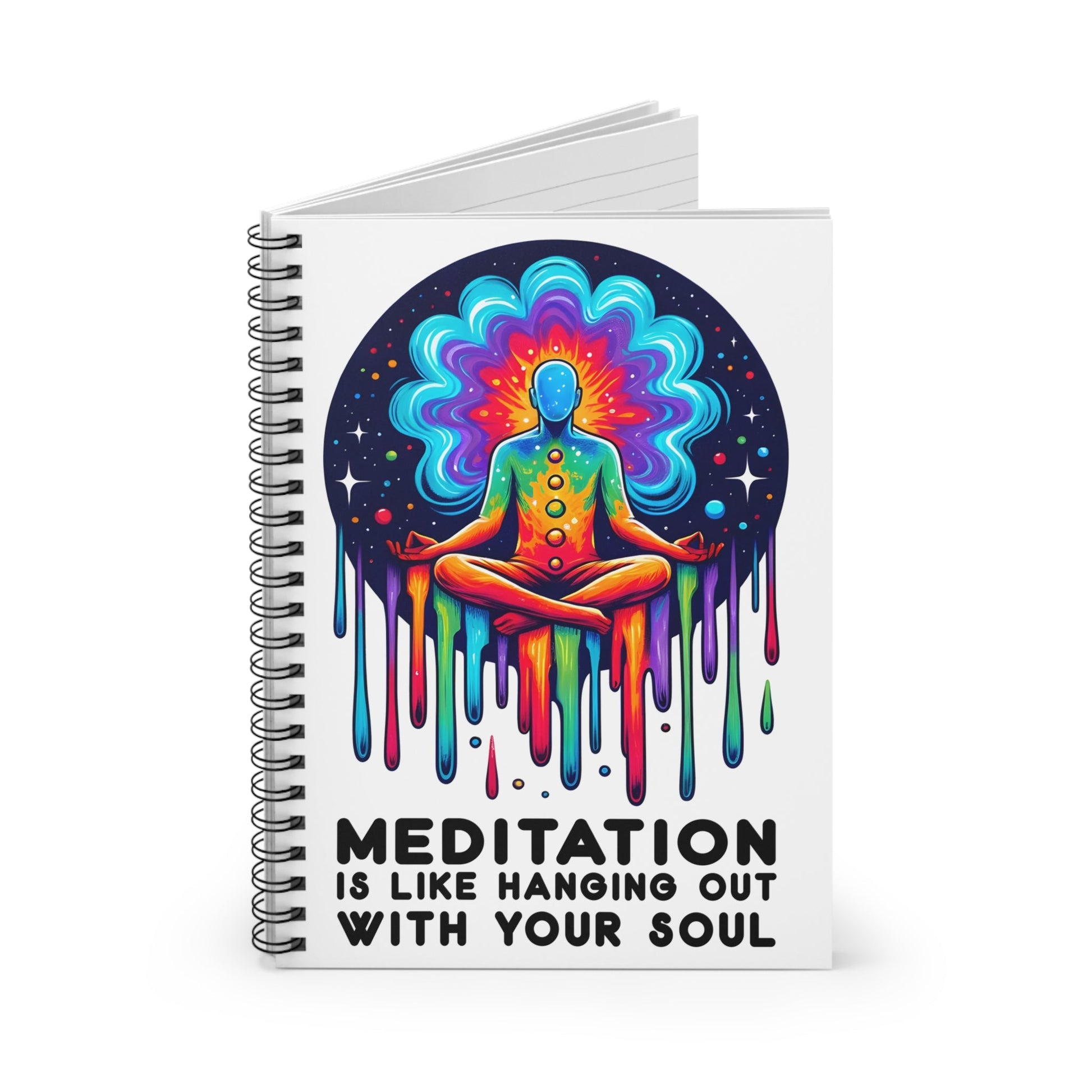 Psychedelic Ruled Line Notebook with Meditative Chakra Design - EternalAscension