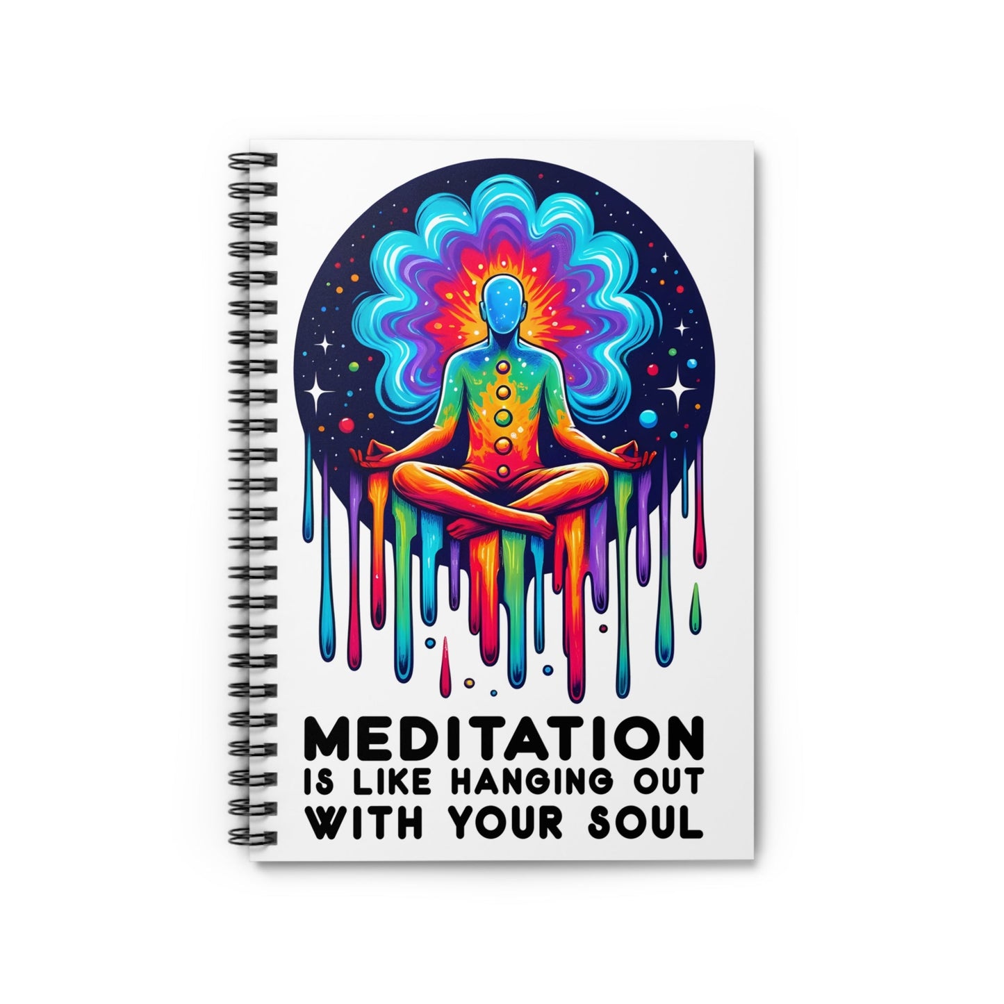 Psychedelic Ruled Line Notebook with Meditative Chakra Design - EternalAscension