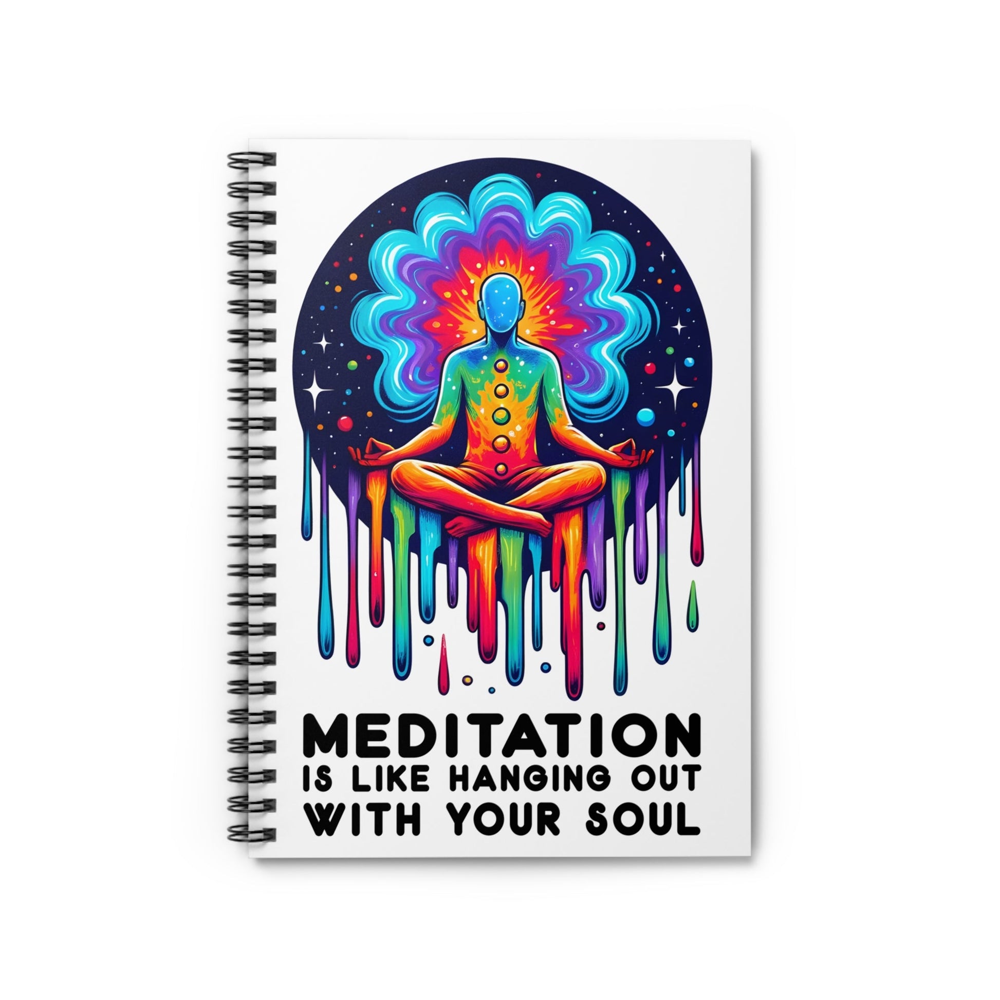 Psychedelic Ruled Line Notebook with Meditative Chakra Design - EternalAscension