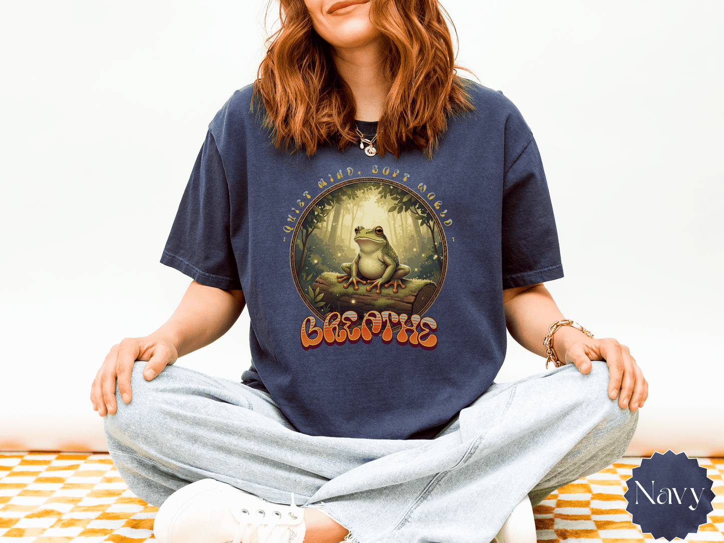 Quiet Mind Soft World Breathe frog forest T-shirt | Mindfulness nature tee - EternalAscension