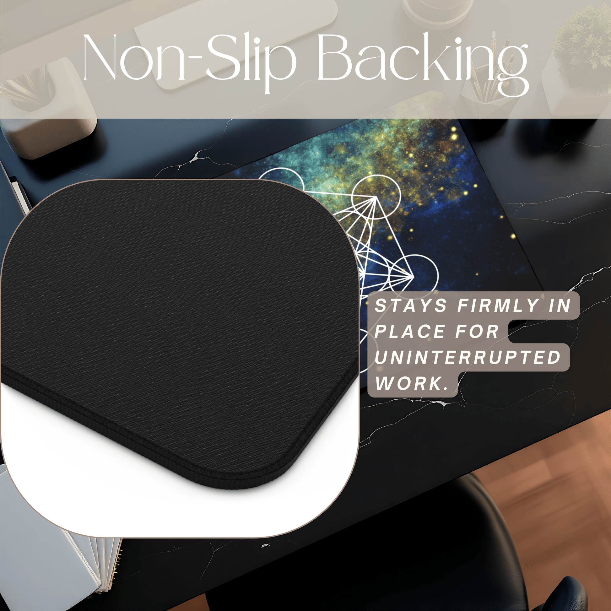 Sacred Geometry Celestial Desk Mat | Cosmic White Linework Mouse Pad - EternalAscension