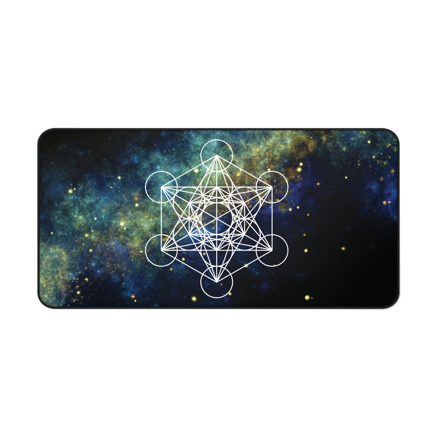 Sacred Geometry Celestial Desk Mat | Cosmic White Linework Mouse Pad - EternalAscension