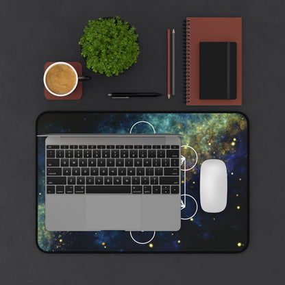 Sacred Geometry Celestial Desk Mat | Cosmic White Linework Mouse Pad - EternalAscension