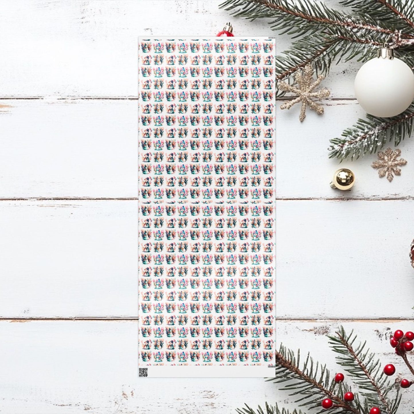 Snowmen Watercolor Wrapping Paper, Festive Holiday Gift Wrap, Christmas Present Packaging, Custom Gift Wrap, High - Quality Paper Roll, - EternalAscension