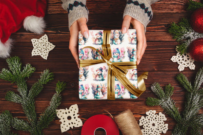 Snowmen Watercolor Wrapping Paper, Festive Holiday Gift Wrap, Christmas Present Packaging, Custom Gift Wrap, High - Quality Paper Roll, - EternalAscension