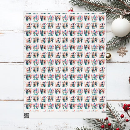 Snowmen Watercolor Wrapping Paper, Festive Holiday Gift Wrap, Christmas Present Packaging, Custom Gift Wrap, High - Quality Paper Roll, - EternalAscension
