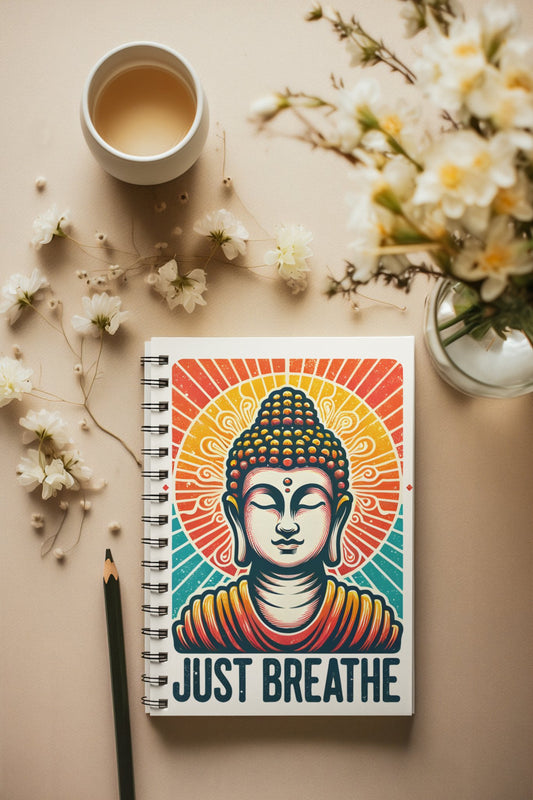 Spiral Notebook - Buddha Just Breathe Design - EternalAscension