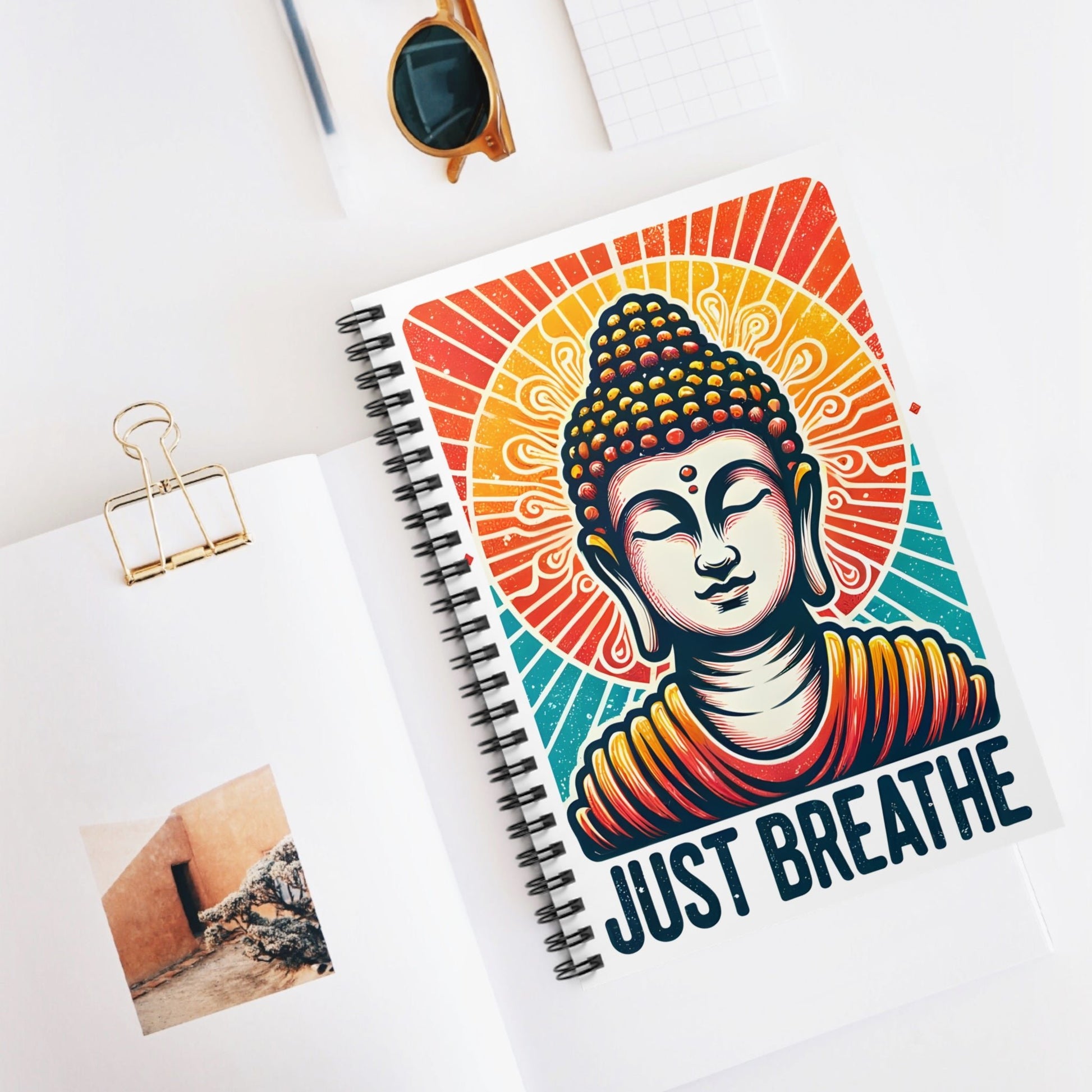 Spiral Notebook - Buddha Just Breathe Design - EternalAscension