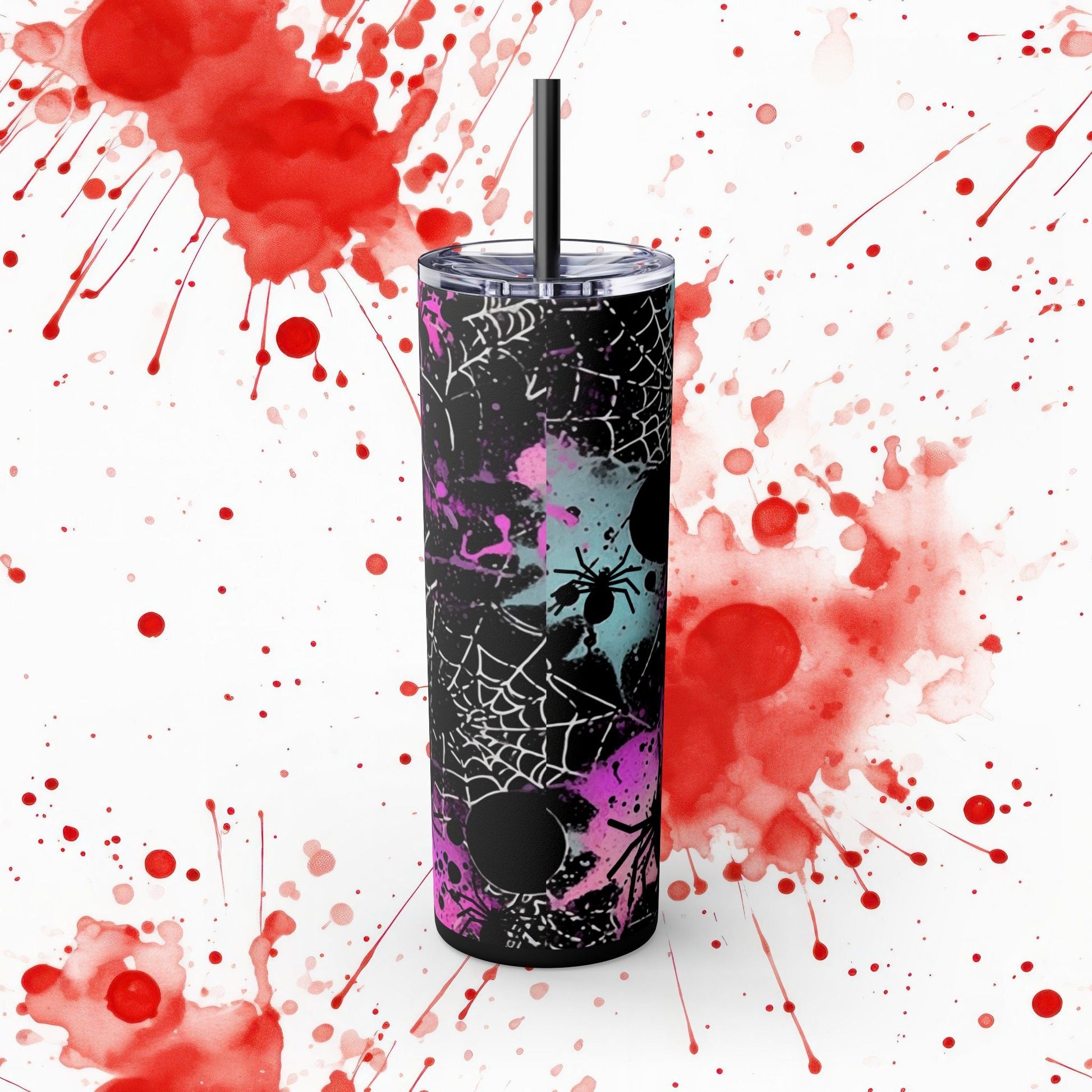 👻🕸️Spooky Vibes Skinny Tumbler with Straw, 20oz - EternalAscension