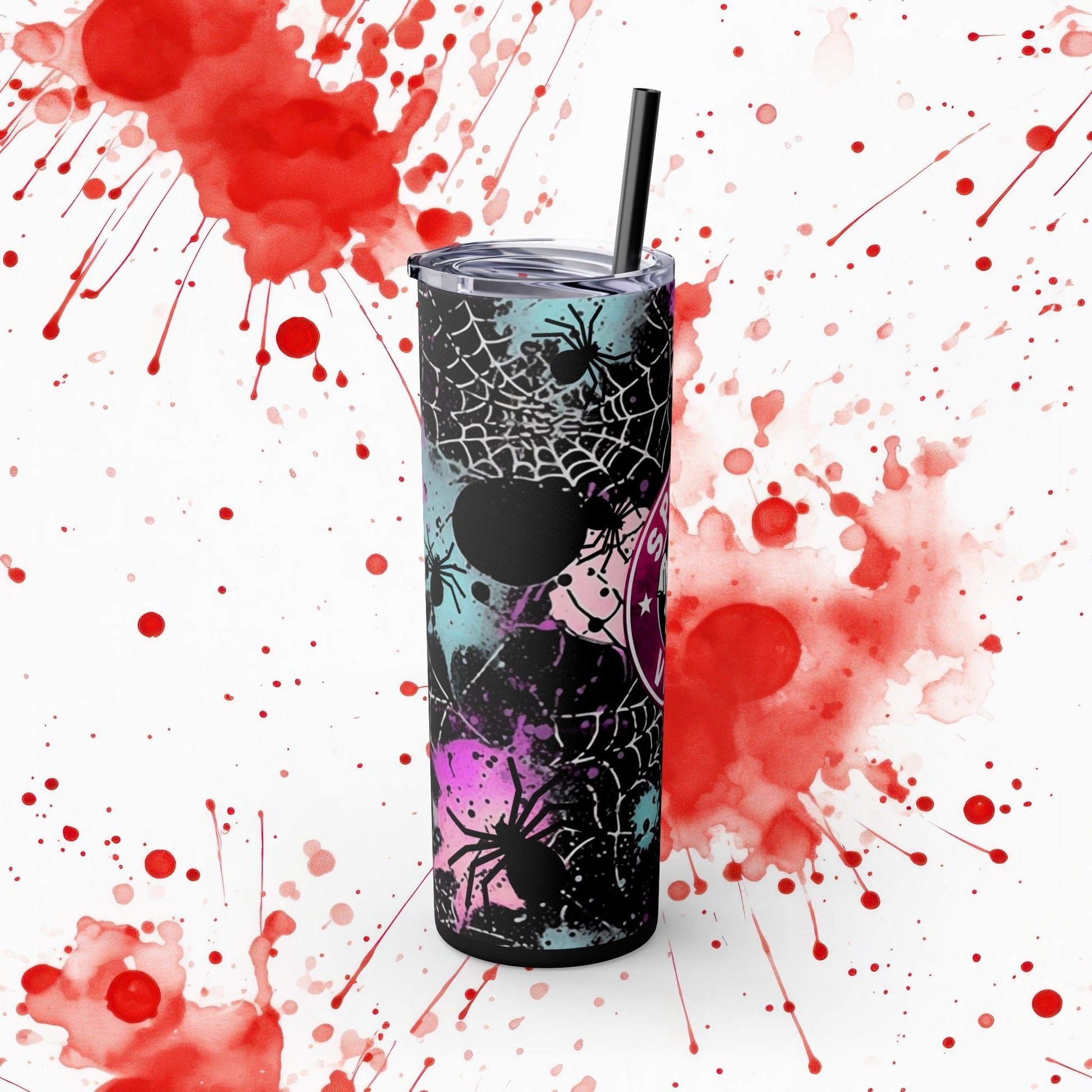 👻🕸️Spooky Vibes Skinny Tumbler with Straw, 20oz - EternalAscension