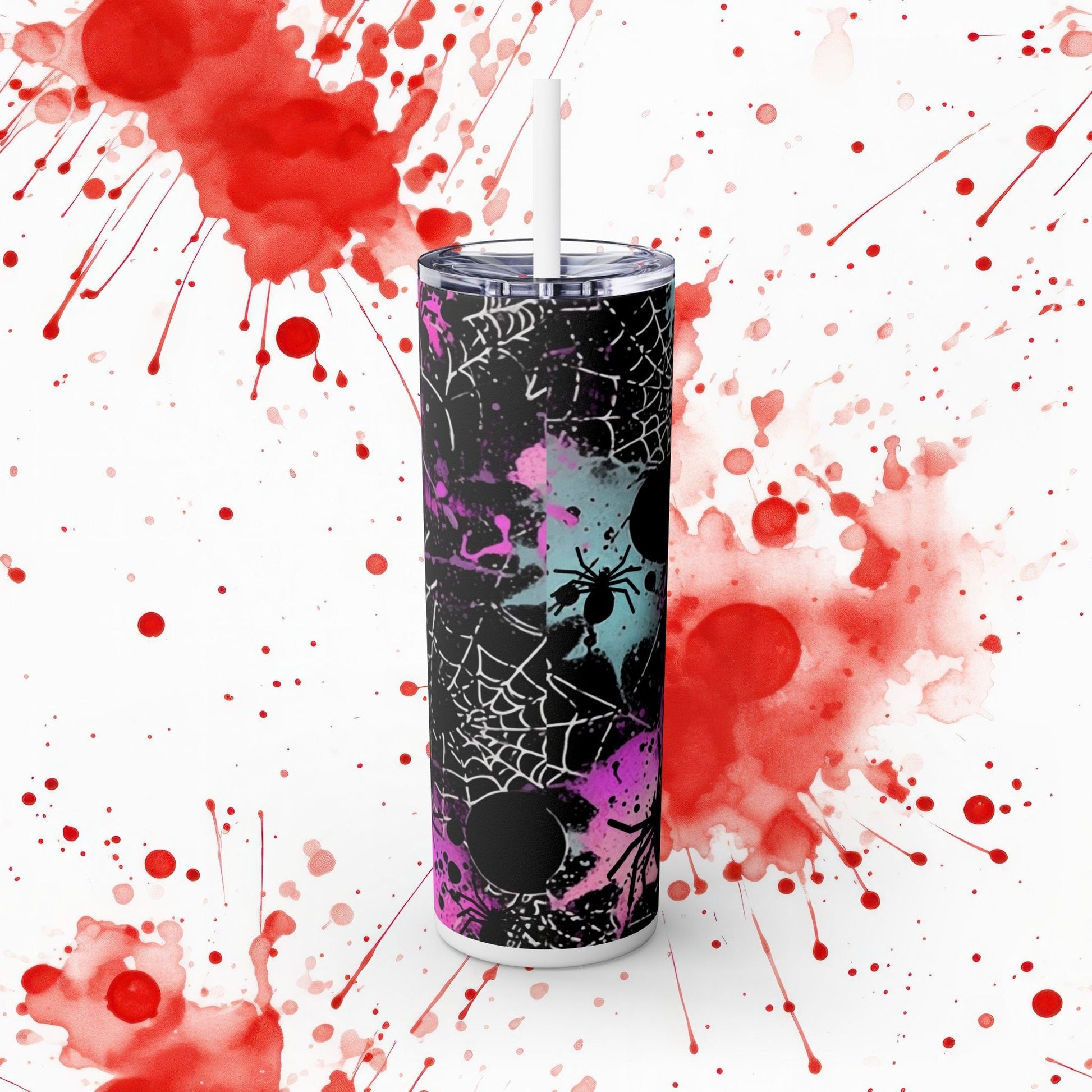 👻🕸️Spooky Vibes Skinny Tumbler with Straw, 20oz - EternalAscension