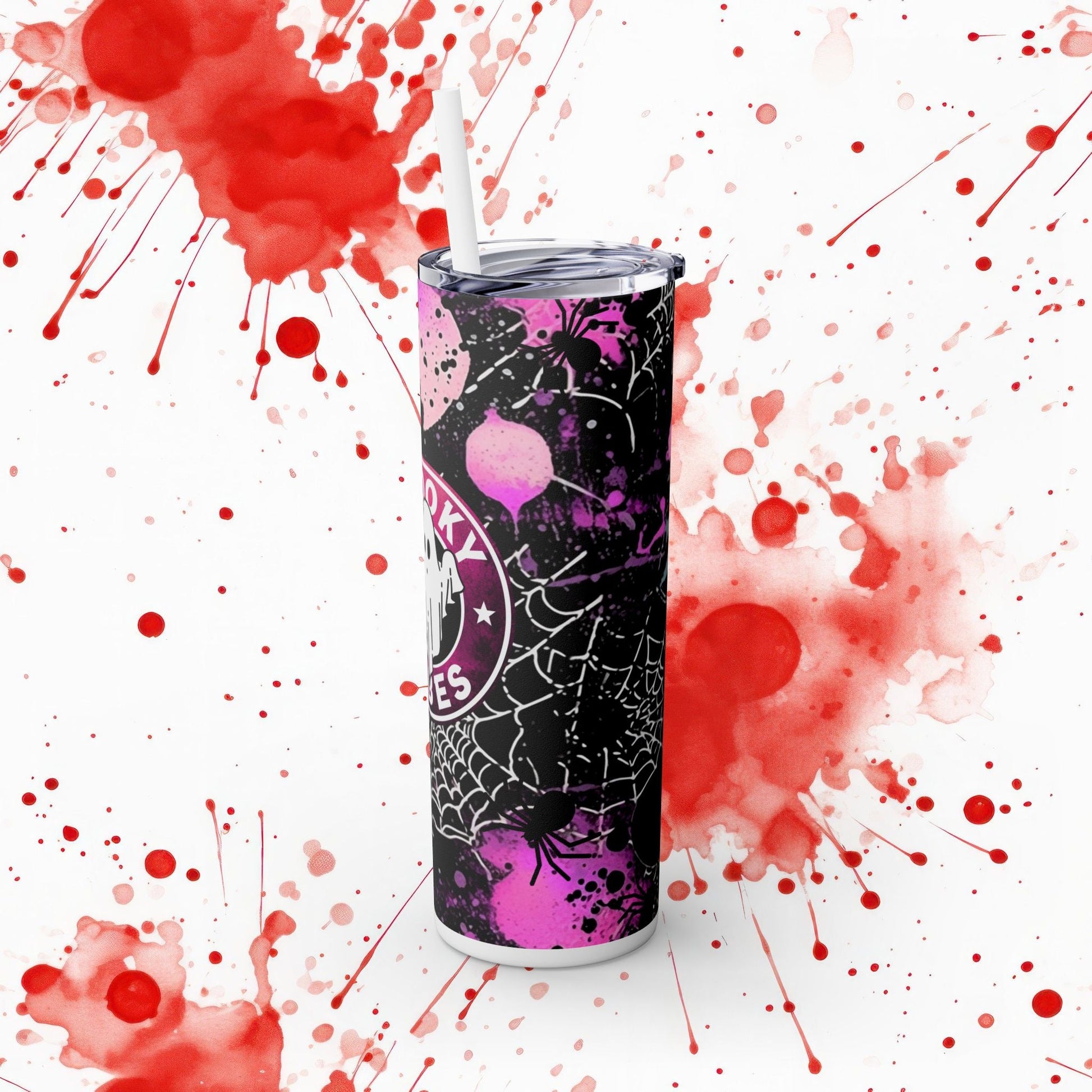 👻🕸️Spooky Vibes Skinny Tumbler with Straw, 20oz - EternalAscension