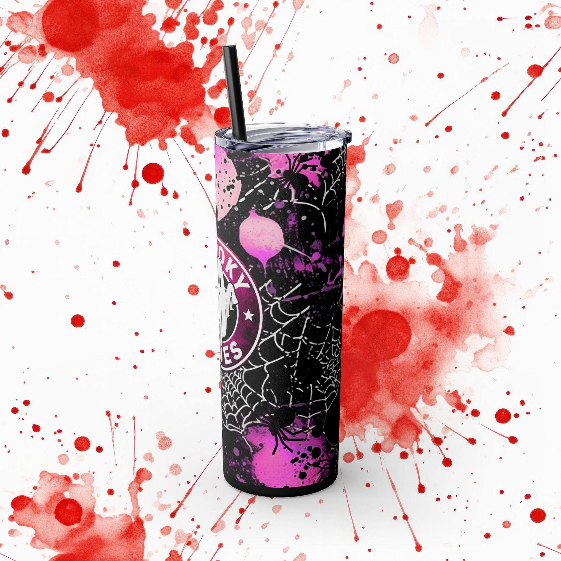 👻🕸️Spooky Vibes Skinny Tumbler with Straw, 20oz - EternalAscension