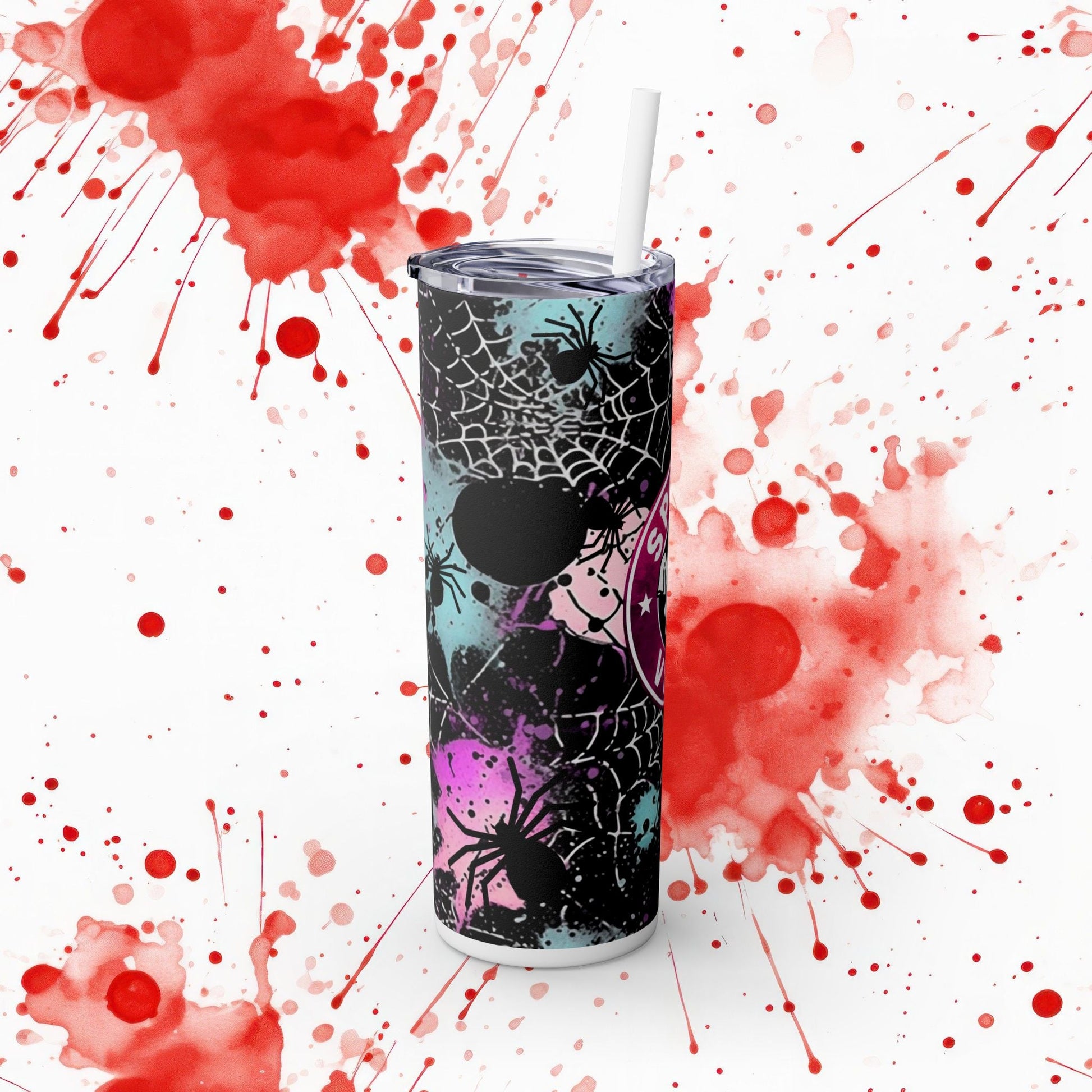 👻🕸️Spooky Vibes Skinny Tumbler with Straw, 20oz - EternalAscension