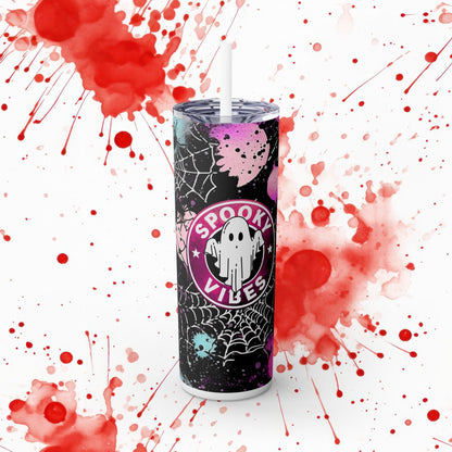 👻🕸️Spooky Vibes Skinny Tumbler with Straw, 20oz - EternalAscension