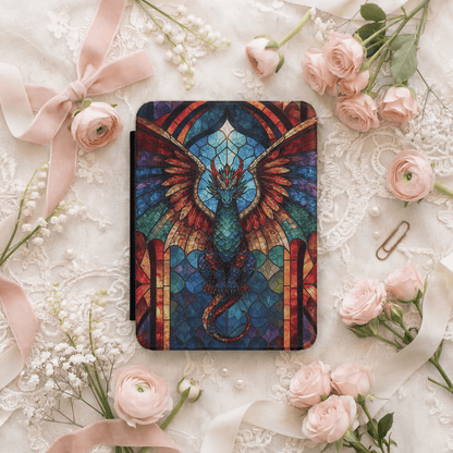 Stained Glass Dragon Kindle Case | Fantasy Winged Serpent Cover - EternalAscension