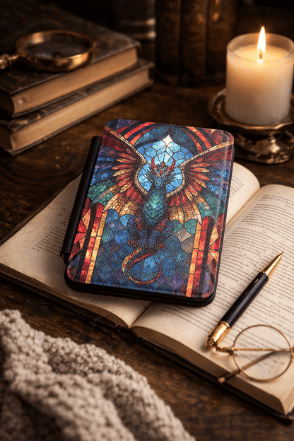 Stained Glass Dragon Kindle Case | Fantasy Winged Serpent Cover - EternalAscension