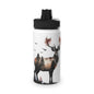 Stainless Steel Water Bottle, Sports Lid - Majestic Stag Forest Landscape Design - EternalAscension