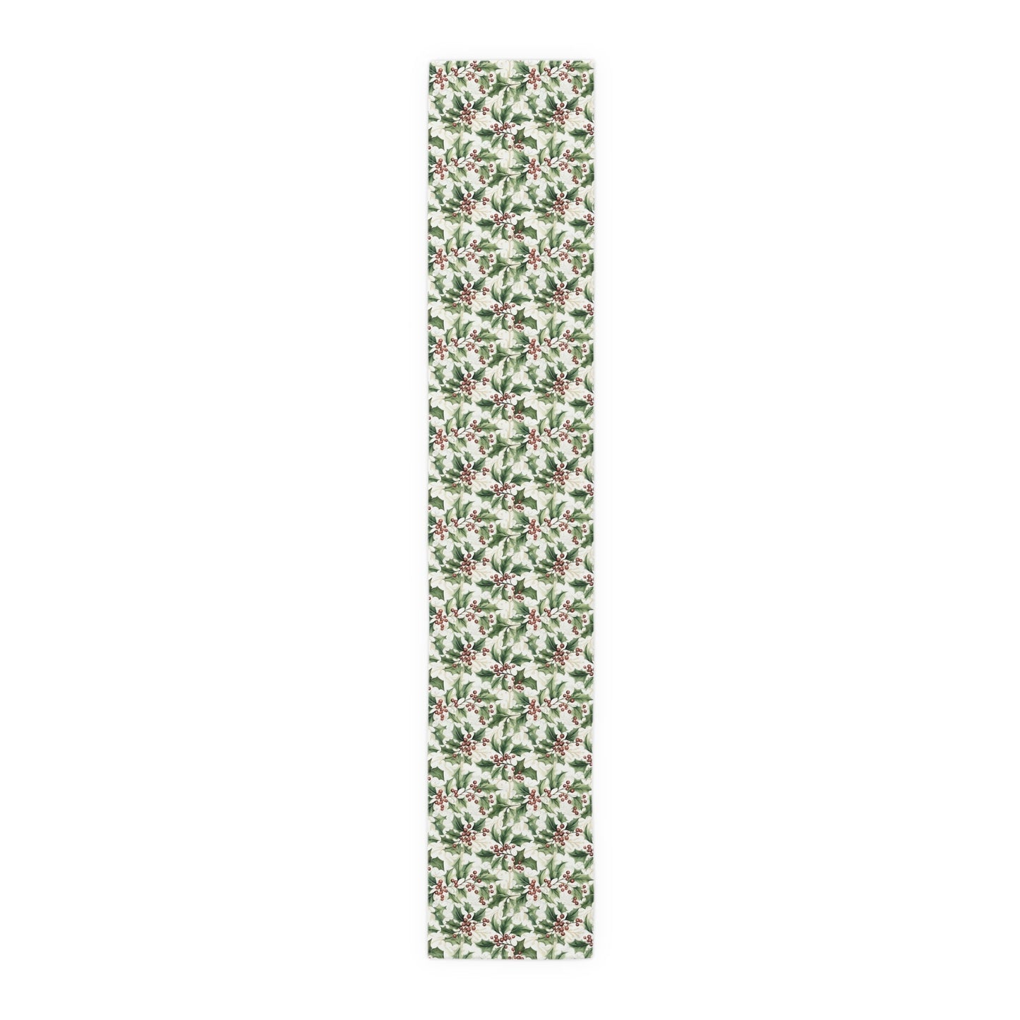 Table Runner - Holly Leaves and Berries Print, Christmas Decor, Festive Dining Table Decoration, Holiday Table Linens, Seasonal Home Decor - EternalAscension