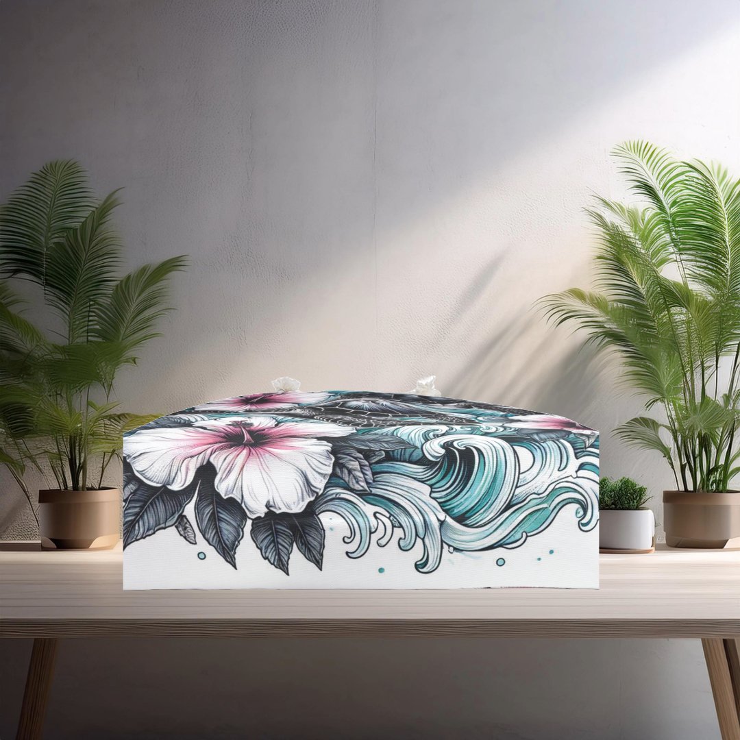 Tote Bag - Sea Turtles and Hibiscus Flowers Design - EternalAscension