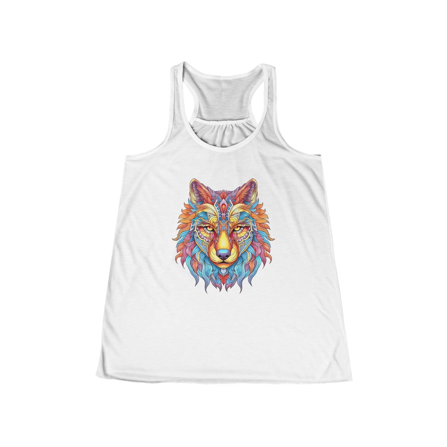 Tribal Mystic Wolf Women's Flowy Racerback Tank - EternalAscension